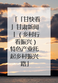 「甘快看」甘肃新闻丨（乡村行 看振兴）特色产业托起乡村振兴路