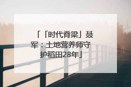 「时代脊梁」聂军：土地营养师守护稻田28年