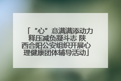 “心”意满满添动力 释压减负凝斗志 陕西合阳公安组织开展心理健康团体辅导活动