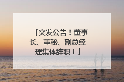 突发公告！董事长、董秘、副总经理集体辞职！