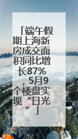 端午假期上海新房成交面积同比增长87%，5月9个楼盘实现“日光”