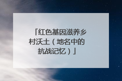 红色基因滋养乡村沃土（地名中的抗战记忆）