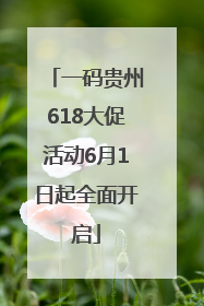 一码贵州618大促活动6月1日起全面开启