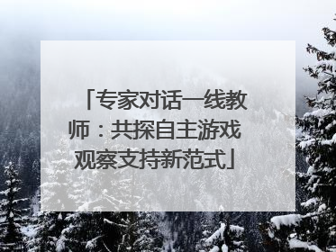 专家对话一线教师：共探自主游戏观察支持新范式