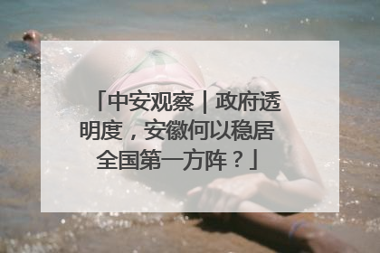 中安观察｜政府透明度，安徽何以稳居全国第一方阵？