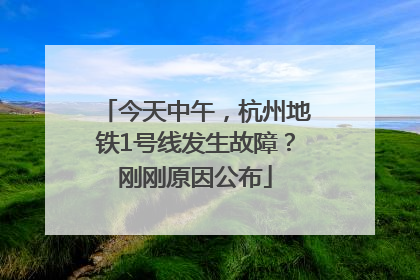今天中午，杭州地铁1号线发生故障？刚刚原因公布