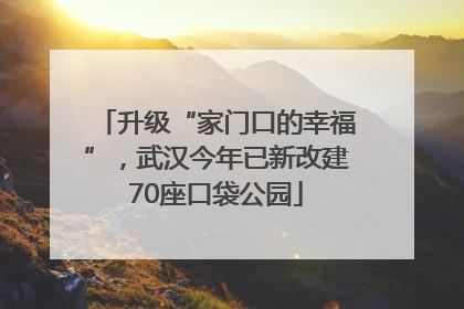 升级“家门口的幸福”，武汉今年已新改建70座口袋公园