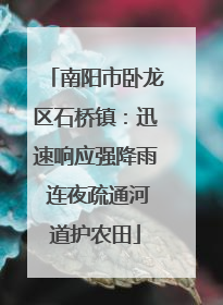 南阳市卧龙区石桥镇：迅速响应强降雨 连夜疏通河道护农田