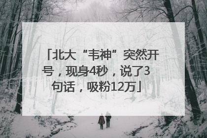 北大“韦神”突然开号，现身4秒，说了3句话，吸粉12万