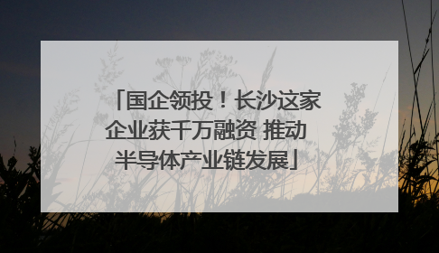 国企领投！长沙这家企业获千万融资 推动半导体产业链发展
