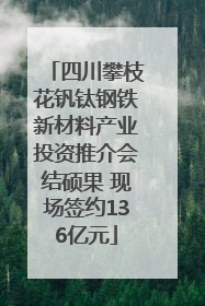 四川攀枝花钒钛钢铁新材料产业投资推介会结硕果 现场签约136亿元