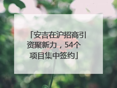 安吉在沪招商引资聚新力，54个项目集中签约