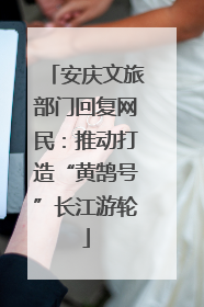安庆文旅部门回复网民：推动打造“黄鹄号”长江游轮
