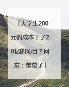 大学生200元的成本干了20亿的项目？网友：羡慕了
