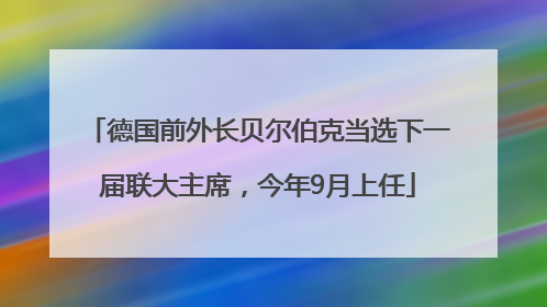 德国前外长贝尔伯克当选下一届联大主席，今年9月上任