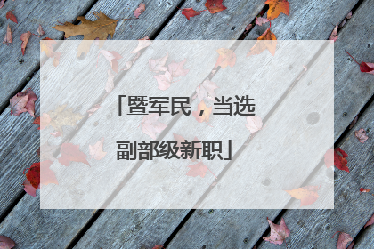 暨军民，当选副部级新职