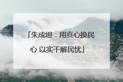 朱成坦：用真心换民心 以实干解民忧