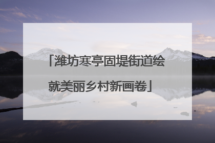 潍坊寒亭固堤街道绘就美丽乡村新画卷