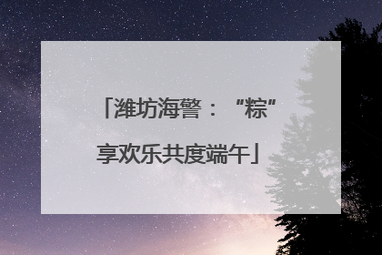 潍坊海警：“粽”享欢乐共度端午