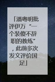 潘粤明批评伊万“一个装傻不辞职的教练”，此前多次发文评价国足