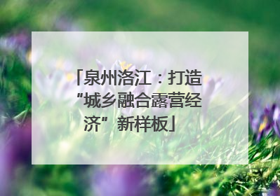 泉州洛江：打造“城乡融合露营经济”新样板