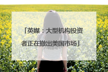 英媒：大型机构投资者正在撤出美国市场