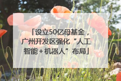设立50亿母基金，广州开发区强化“人工智能＋机器人”布局