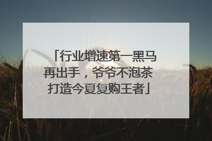 行业增速第一黑马再出手，爷爷不泡茶打造今夏复购王者