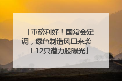 重磅利好！国常会定调，绿色制造风口来袭！12只潜力股曝光