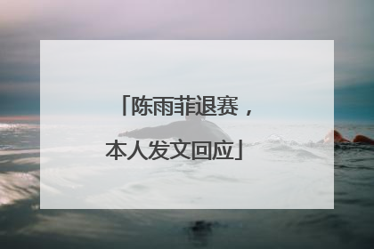 陈雨菲退赛，本人发文回应