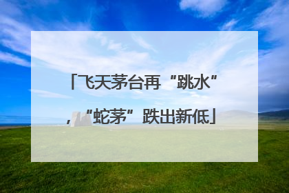 飞天茅台再“跳水”，“蛇茅”跌出新低