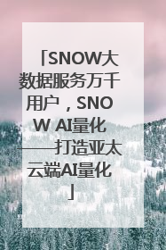 SNOW大数据服务万千用户，SNOW AI量化——打造亚太云端AI量化